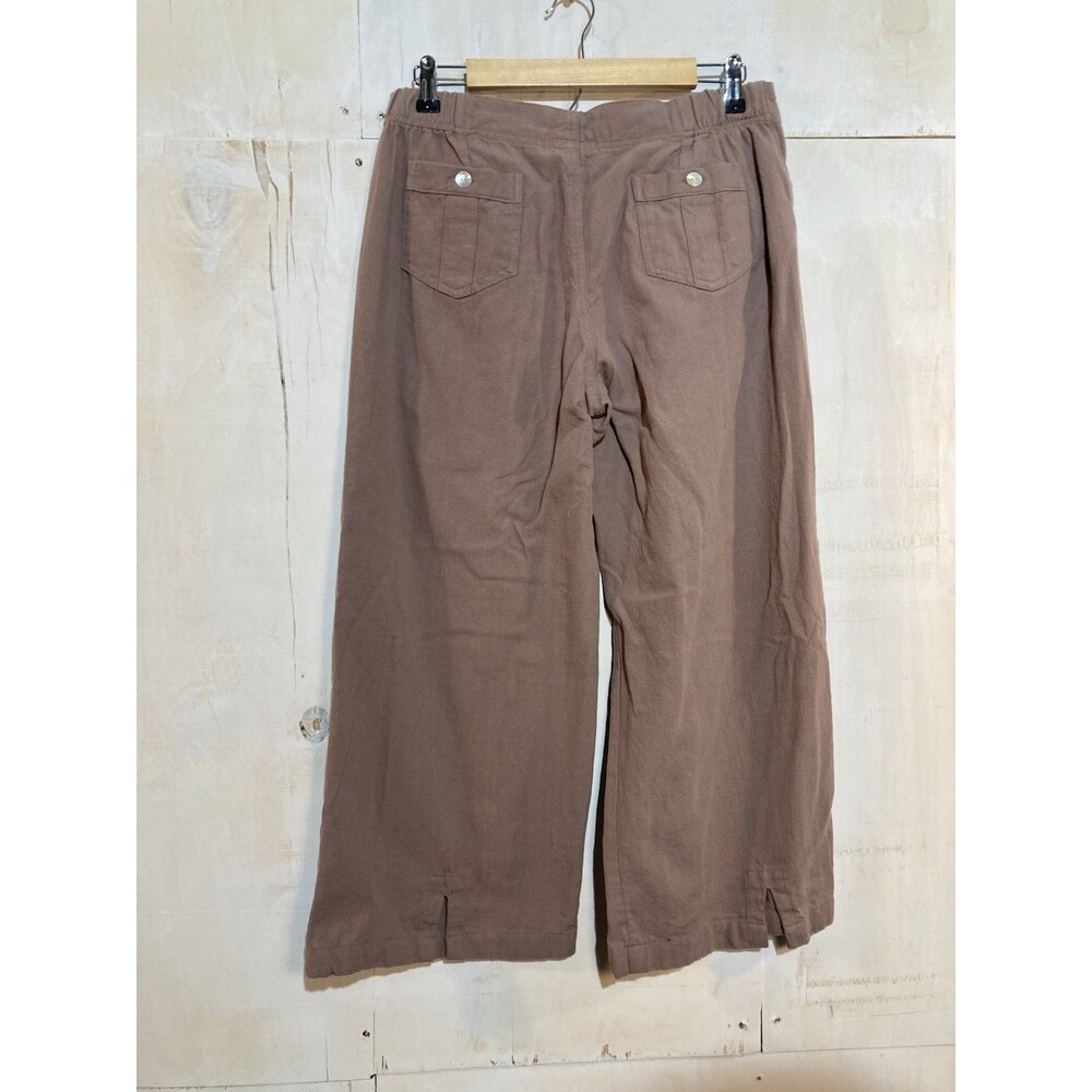 Indigenous One Weave Wide Leg Pants Women Sz L Brown Handwoven Organic Cotton